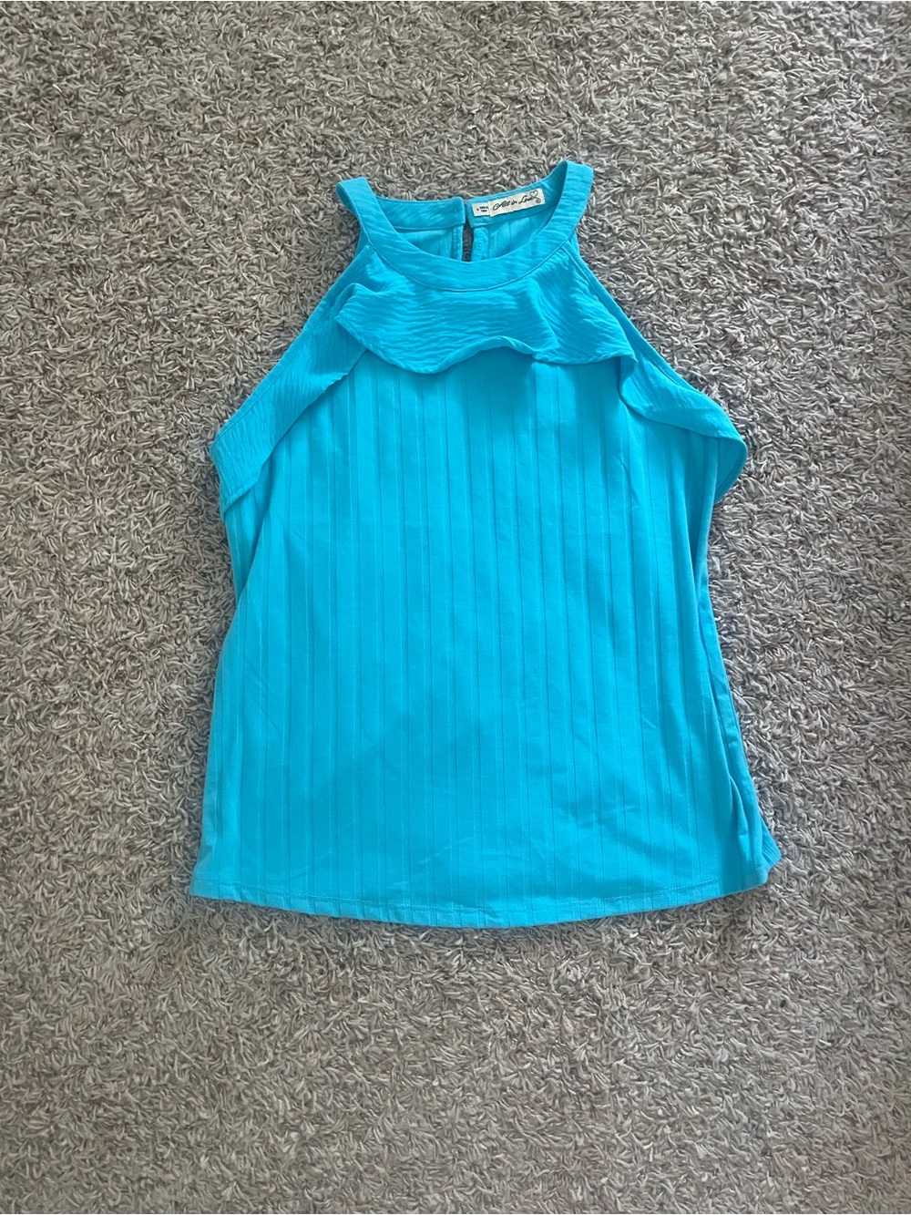 Sleeveless Ruffle Halter Camisole in Teal